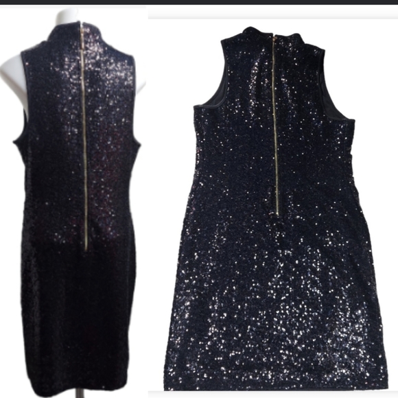18☆Kensie Black Shimmer Sleeveless Sequin Cocktail Party Date Dress - Picture 3 of 13